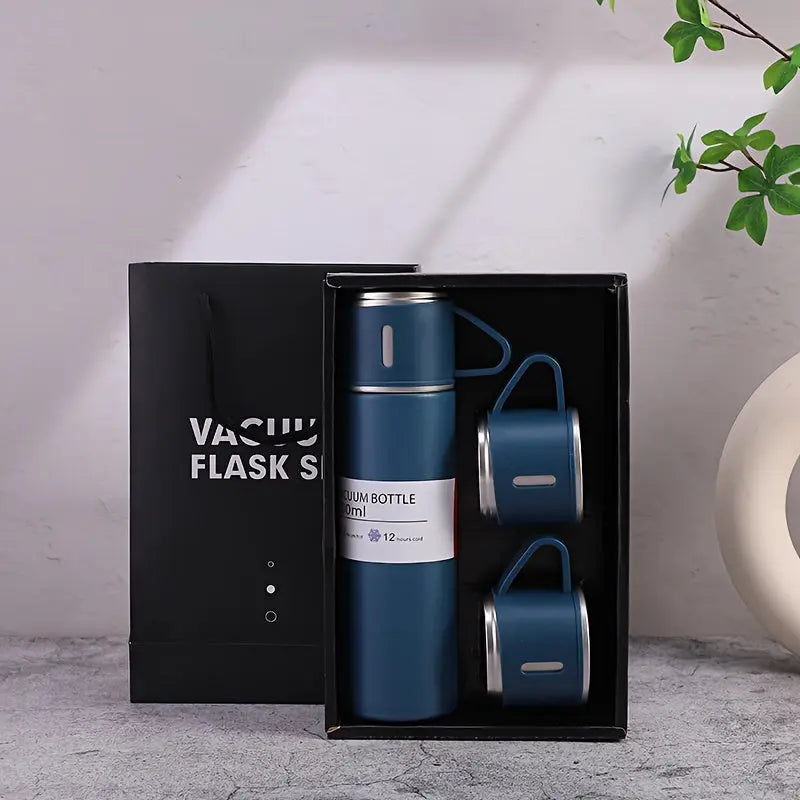 1set Thermal Mug 500ml/16.9oz, Stainless Steel Vacuum Insulated Bottle With Cup For Coffee Hot Drink And Cold Drink, Water Flask Back To School Supplies DT Streetsharks