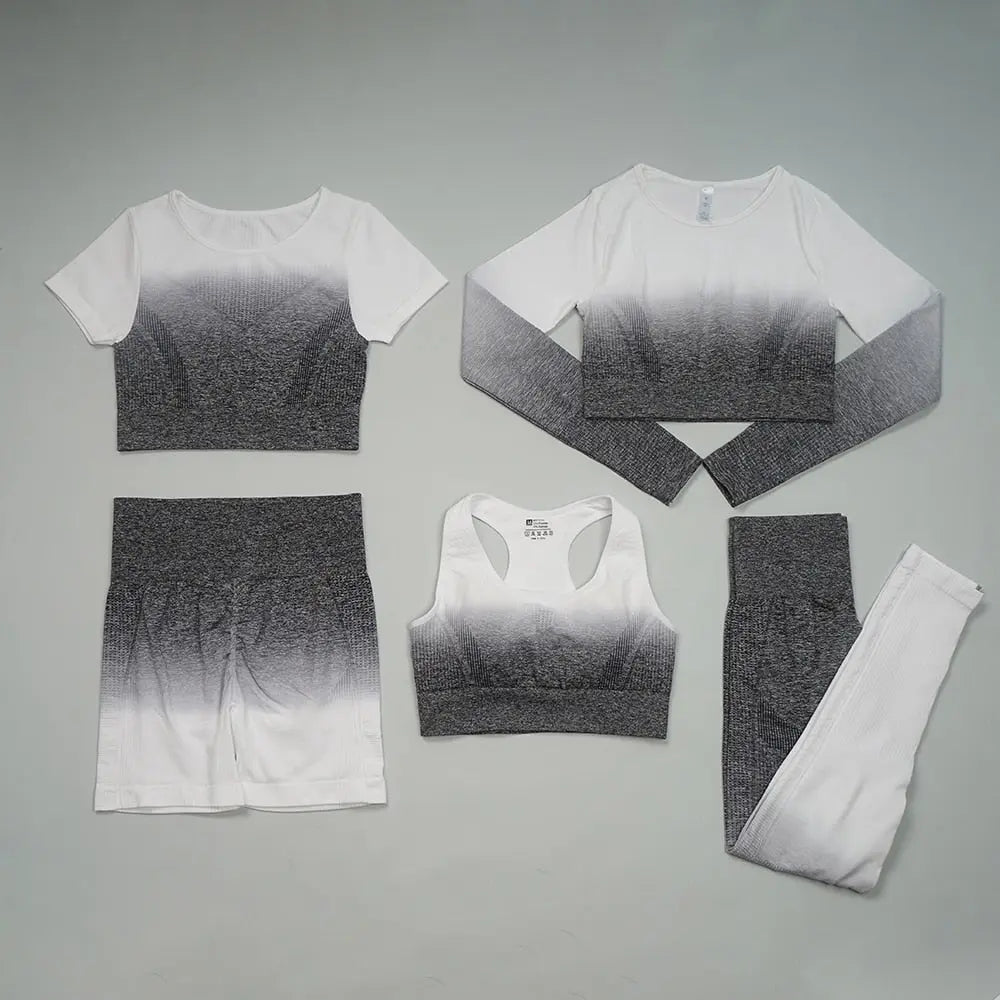 2/3/5PCS Seamless Women Yoga Set Workout Sportswear Gym Sports Suits - Streetsharks