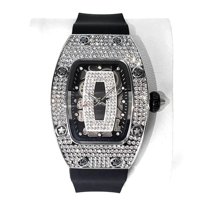 2025 Hot Selling Green Watch For Women Fashion Tonneau Quartz Clock Ladies Elegant Iced Diamond Jewelry Wrist Watch Girl Gift luxecrown.co.uk