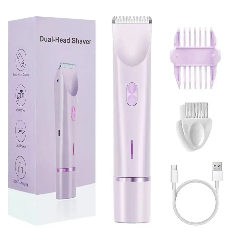 2025 Waterproof Rechargeable Electric Shaver Mini Women Bikini Trimmer Body Hair Remover Mini Double Headed Electric Epilator luxecrown.co.uk