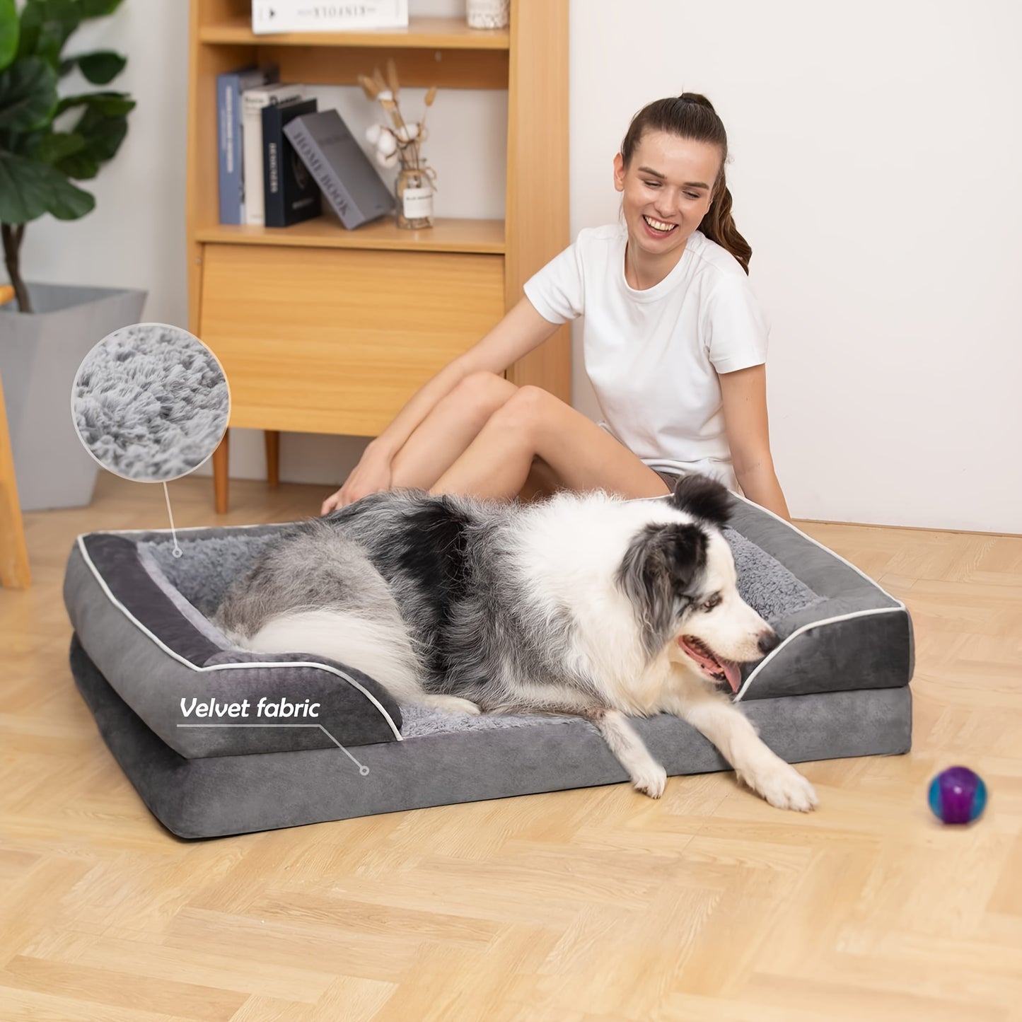 Extra-Large Cooling Dog Bed with Cushion - Waterproof, Orthopedic Design for Large to Small Breeds, Removable & Washable Cover, Non-Slip Base DT Streetsharks