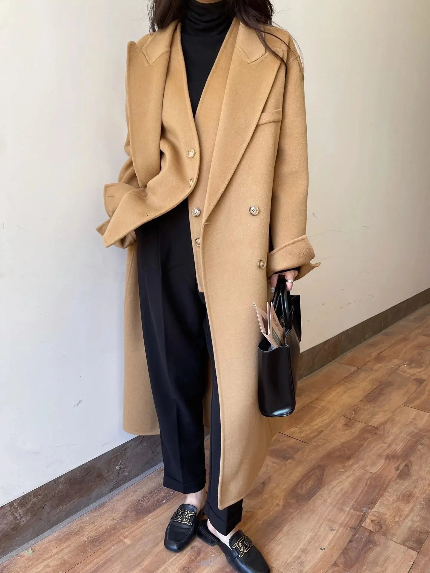ANDREW Double-sided Luxury Cashmere Coat For Women Coats Two Pieces Matching Female Long Length Fashion Clothing - Streetsharks