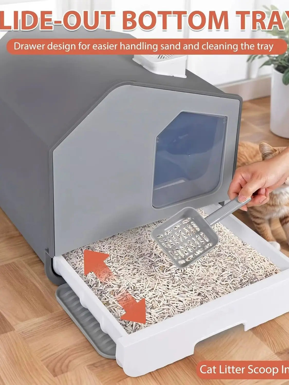 Extra Large Enclosed Cat Litter Box with Mat and Litter Scoop, Odorless Toilet Anti-Splashing Kitty Litter Pan Covered Hooded Ca luxecrown.co.uk