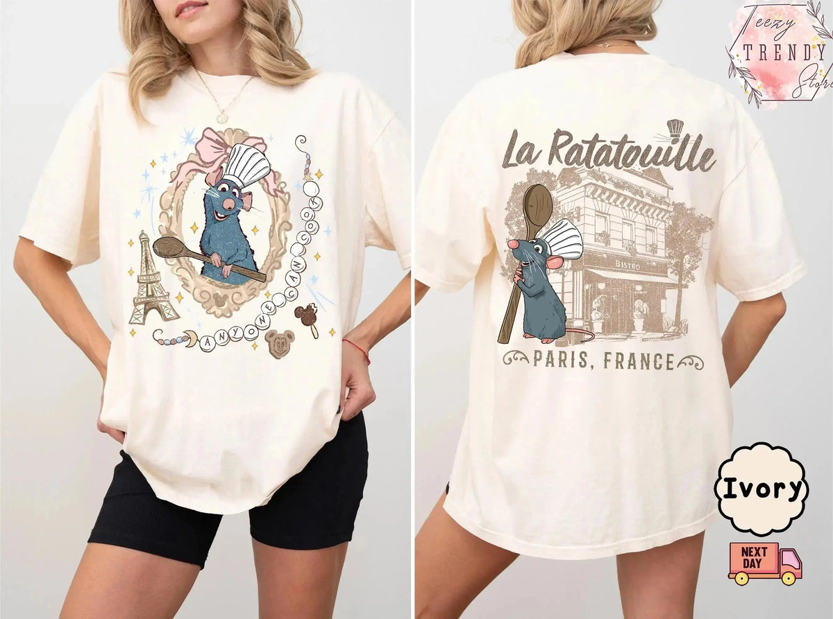 Disney Ratatouille Little Chef Remy Cotton T-shirt Paris Gusto Chef Shirt Kids Movie Character Apparel luxecrown.co.uk
