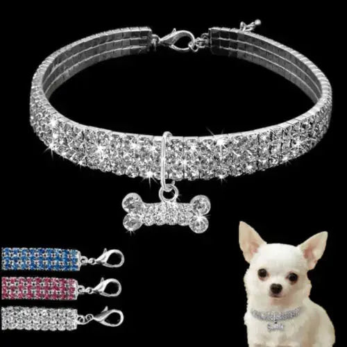 Dog Collar Rhinestone Jewelry Chihuahua Crystal Jewelry Adjustable Engraved Text Dog Collar - Streetsharks