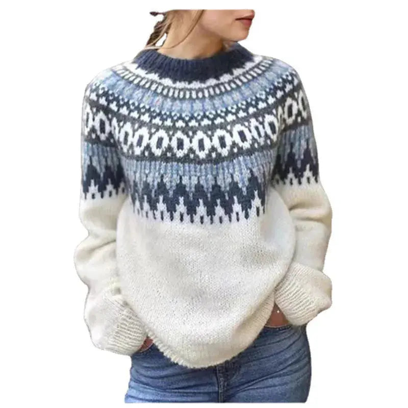 Fashionable Knitted Sweaters Women Winter Warm Retro Long Sleeve O-Neck Sweater Pullovers Tops Clothing Streetsharks