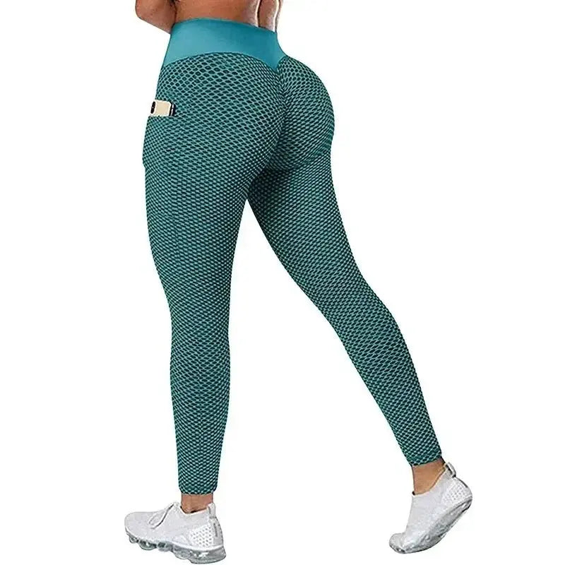 High Waist Women's Casual Fitness Trousers with Pockets Scrunch Butt Workout Leggings Push up Yoga Gym Tights S-3XL luxecrown.co.uk