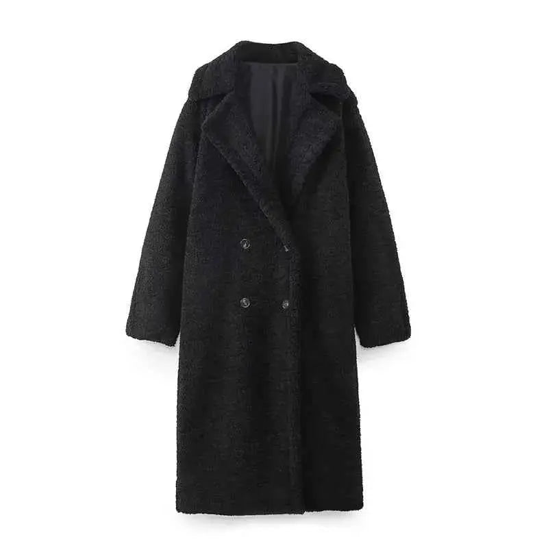 KEYANKETIAN Winter New Women's Teddy Bear Coat Stylish Thick Thick Warm Faux Fur Fleece Lady Long Coat Double Breasted Jacket