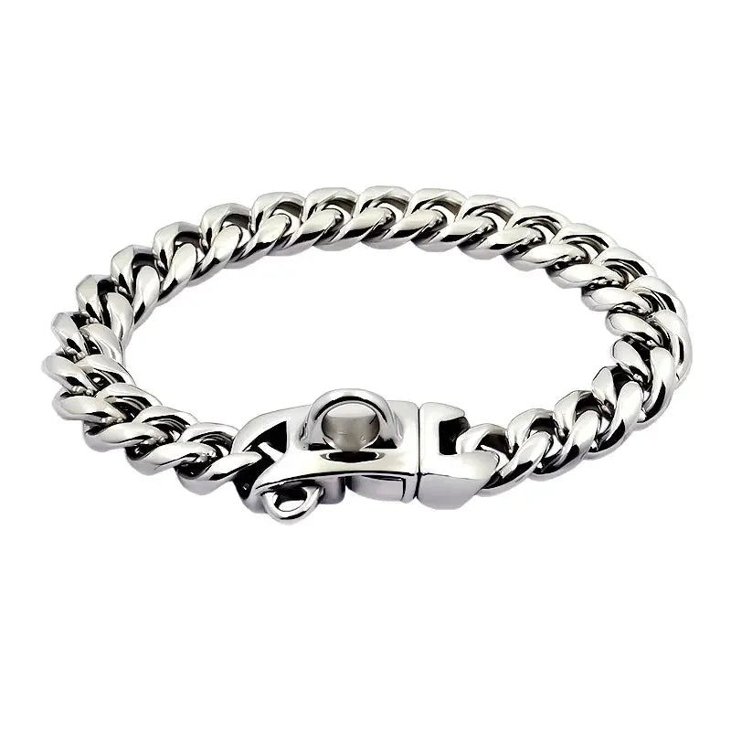 Metal Dog Collar Stainless Steel Pet Choker Gold Cuban Link Chain 14mm Wide Lead for Small Medium Large Dogs Pet Accessories luxecrown.co.uk