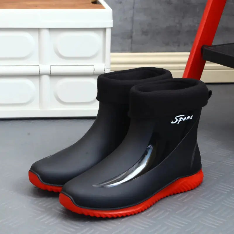 New Mens Rain Boots Anti-slip Wear-resistant Outdoor Waterproof Shoes - Streetsharks