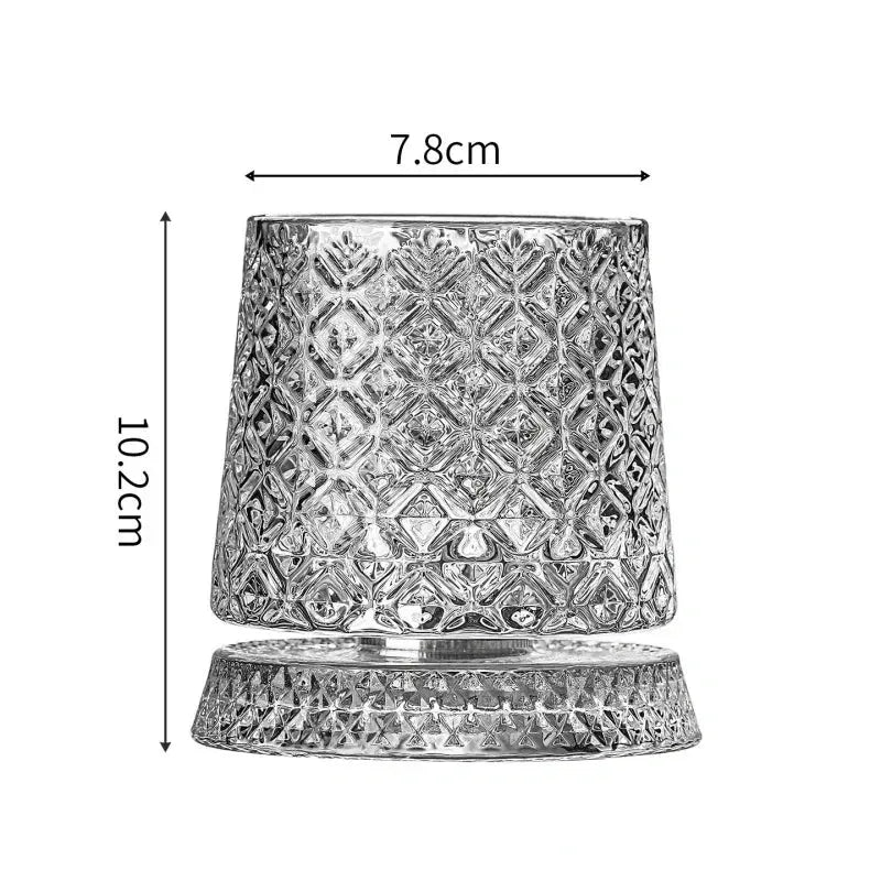 New Whiskey Glasses Rotating Whisky Glass with Glass Base 360 Rotate Degrees Crystal Rum Glass for Cocktail Party Drinking luxecrown.co.uk