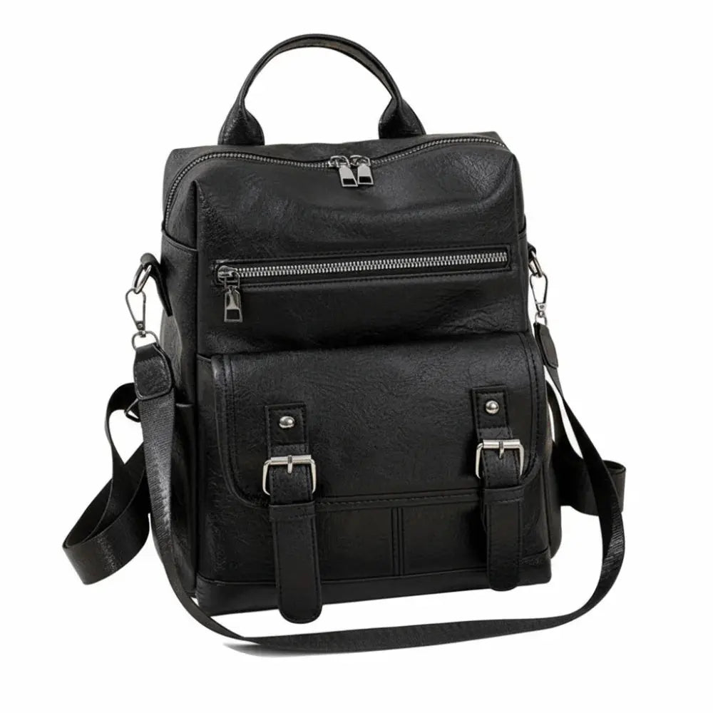 PU Peather Student Backpack Multifunctional Large Capacity Student School Bag Soft Crossboby Mommy Shoulder Bag Daily Outings luxecrown.co.uk