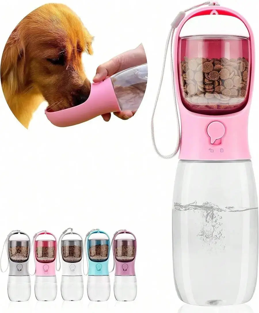 Portable Dog Water Bottle With Food Container - 3-In-1 Travel Pet Water Dispenser & Collapsible Bowl luxecrown.co.uk