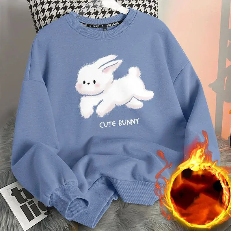 Red Velvet Rabbits Sweatshirts Women New Year Loose Autumn Clothing - Streetsharks