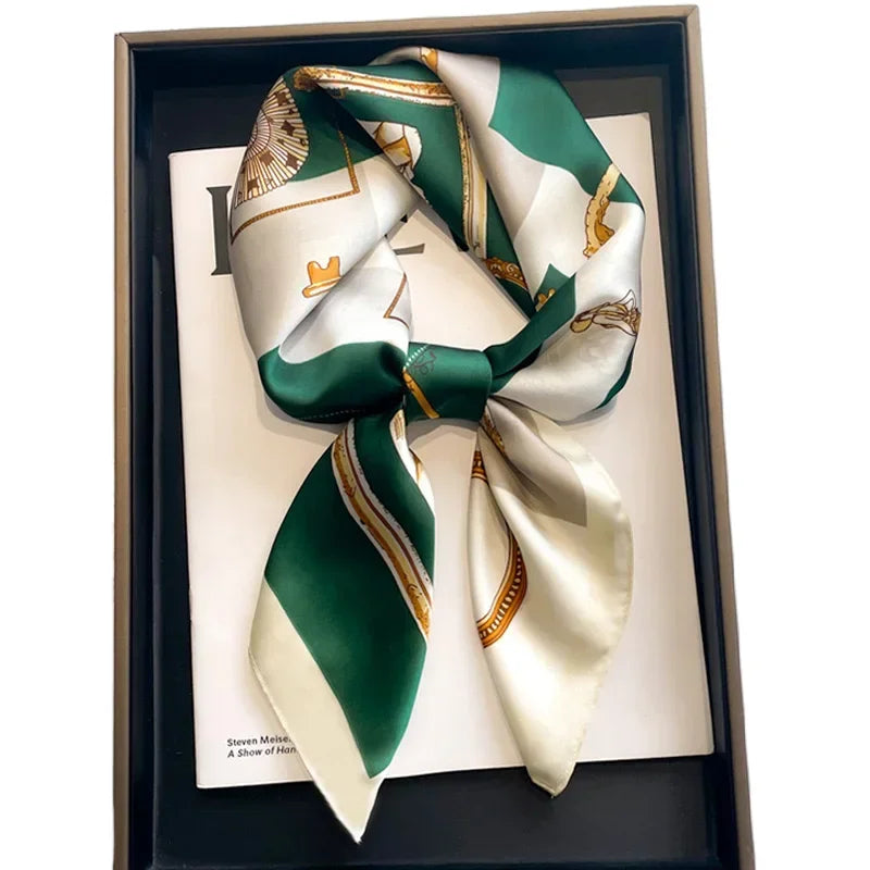 Neckerchief Female Luxury Square Scarf for Women Silk Feeling Shawl Satin Hijab Fashion Wraps Hair Bands Ribbon Headband Bandann luxecrown.co.uk