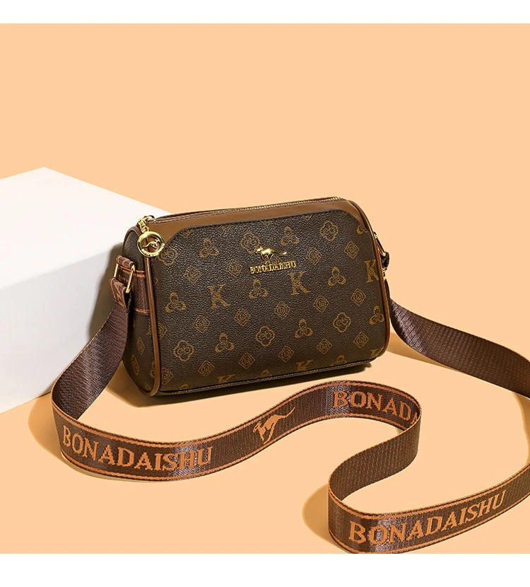 Three-layer women's bag with large capacity, adjustable cross-body bag, new style women's bag, wide strap, suitable for middle-a luxecrown.co.uk