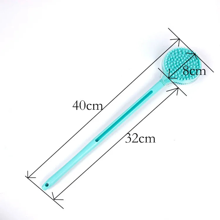 Double-Sided Shower Body Brush Silicone Long Handle Bathroom Wash Brush Bathing Massage Back Body Exfoliating Brush - Streetsharks