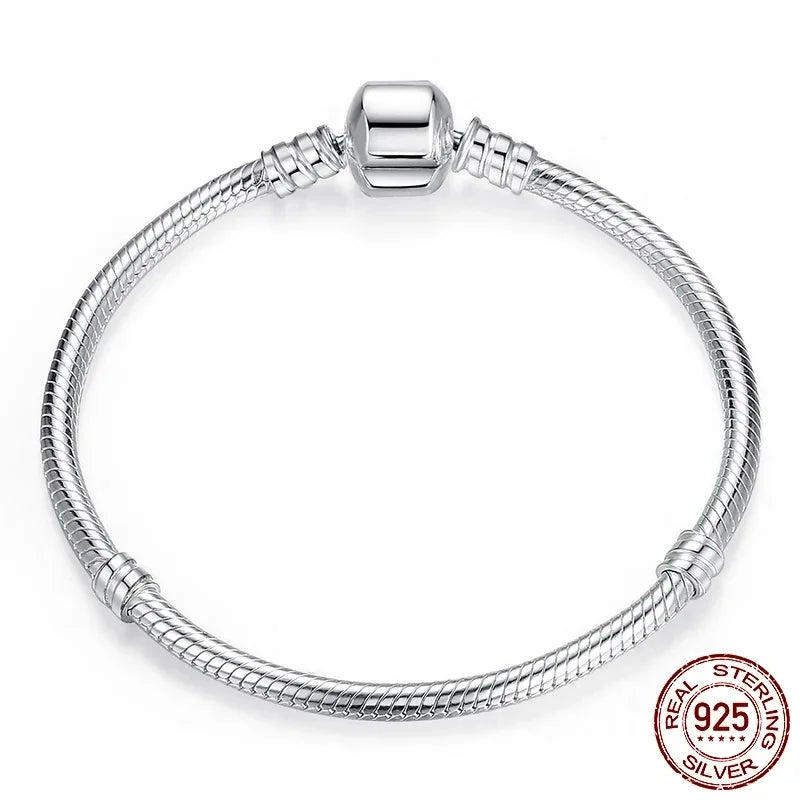 TOP SALE Authentic 100% 925 Sterling Silver 3MM Snake Chain Bangle & Bracelet for Women Luxury Bangle Jewelry 16-23CM Streetsharks
