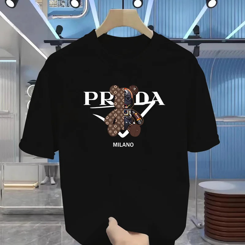 Men's luxurious printed summer high-quality T-shirt 100% pure cotton, relaxed and loose fit, stylish and unique, round neckline luxecrown.co.uk