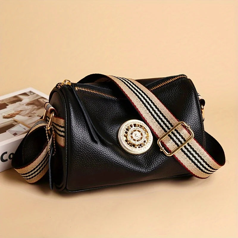 Genuine Leather Crossbody Bag, Stylish Black, Camel, Green Women's Trendy Handbag with Adjustable Strap, Waterproof Streetsharks