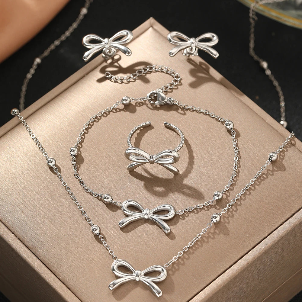 Stainless Steel Jewelry Set Deluxe Bracelet Ring Necklace Vintage Design Jewelry Set For Women Jewelry New Gift Recommendation Streetsharks