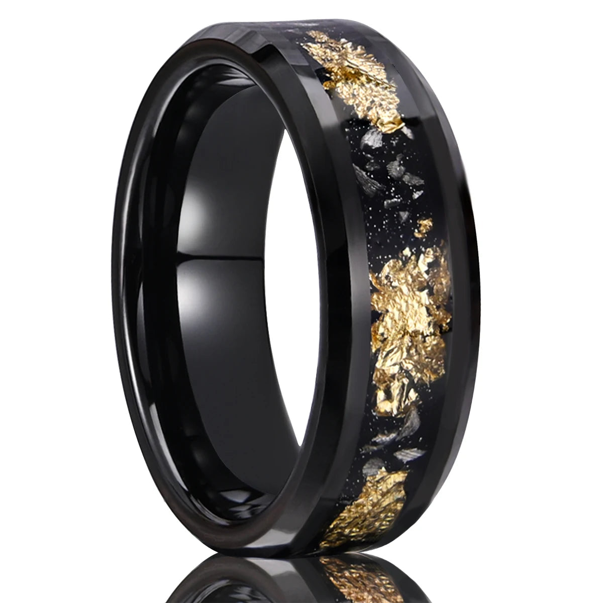 Black tungsten carbide ring 8mm and 6mm men's wedding bands, comfortable fit, suitable for couples daily wear Streetsharks
