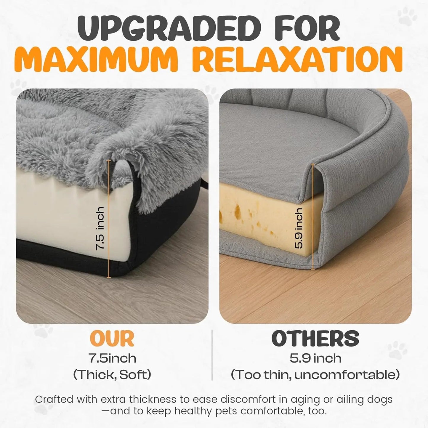 Plush Orthopedic Dog Bed, 35" Oval Donut with Bolster Support, Washable Cover, Gray luxecrown.co.uk