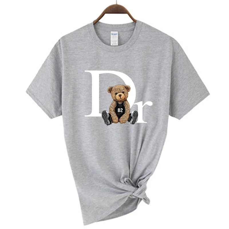Luxury Brand Cute Bear Print Women T-shirt 100 Cotton Tshirt Summer Graphic Fashion Female T Shirts Woman Clothing Free Shipping Streetsharks