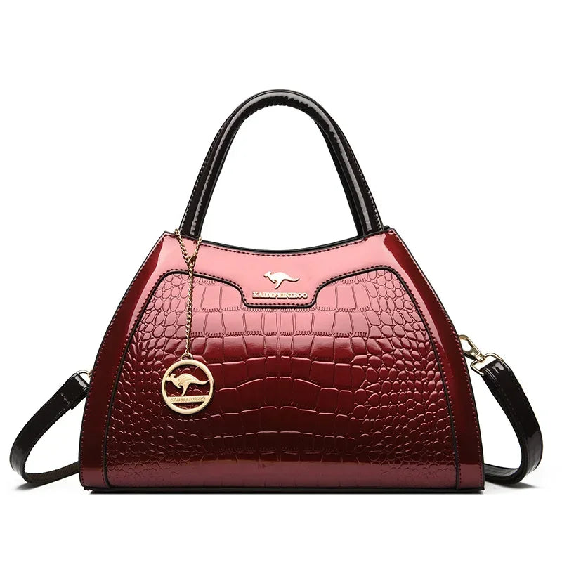 Luxury Patent Leather Handbags for Women Designer Crocodile Pattern Women's Shoulder Crossbody Bag Hobos Ladies Messenger Stone Streetsharks