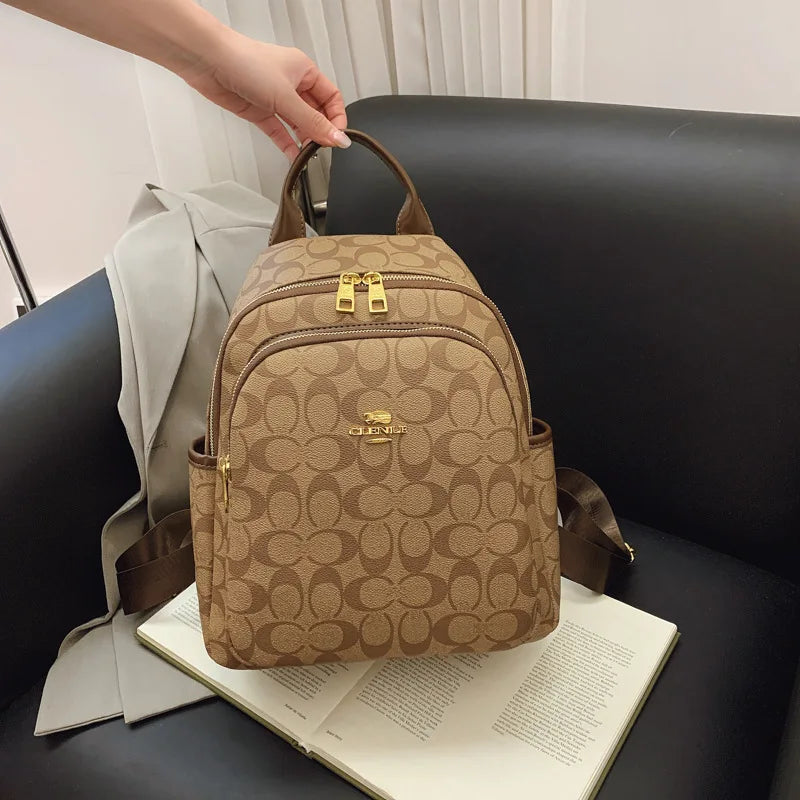 Large-capacity casual women's backpack with vintage textured coating, suitable for travel. luxecrown.co.uk