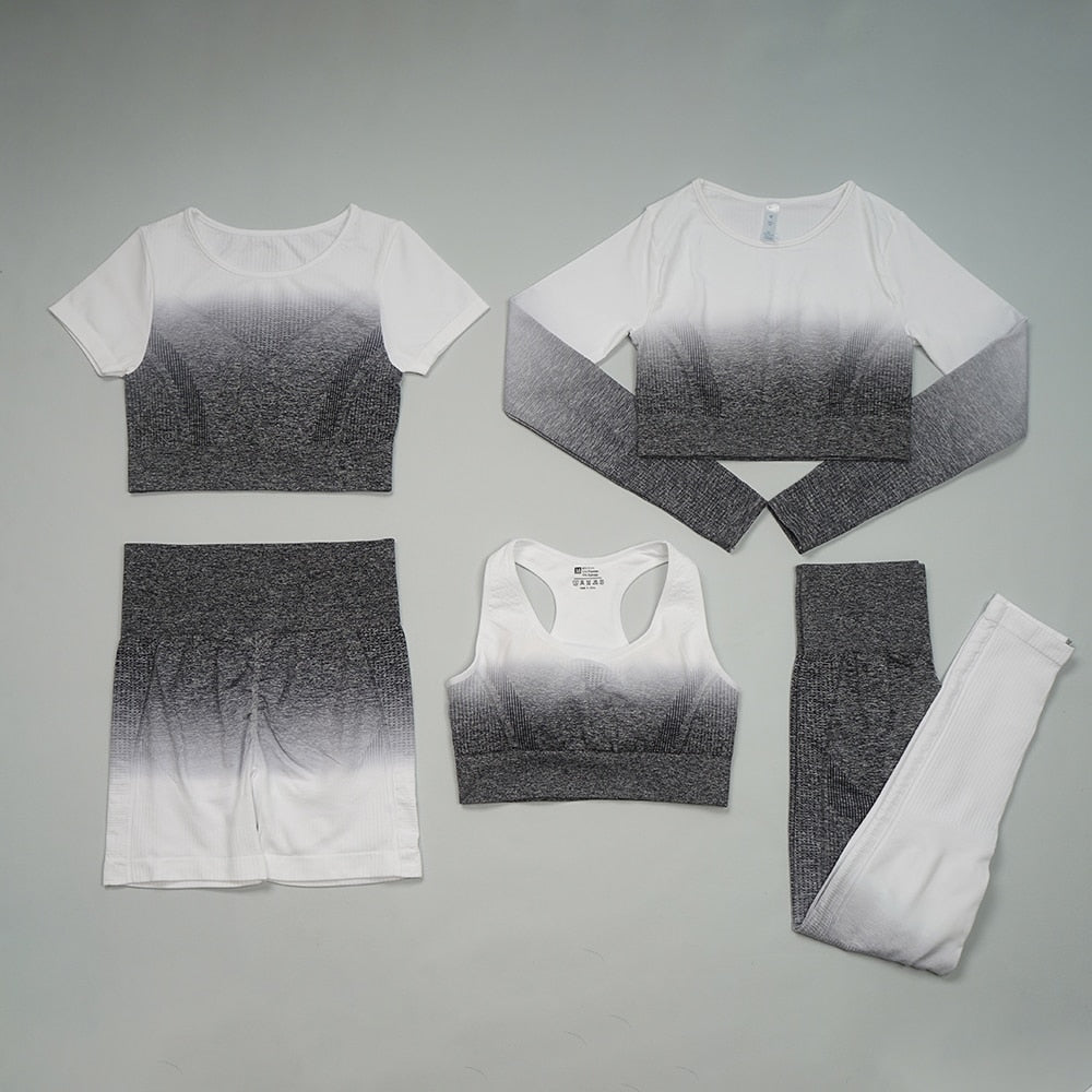 2/3/5PCS Seamless Women Yoga Set Workout Sportswear Gym Sports Suits - Streetsharks