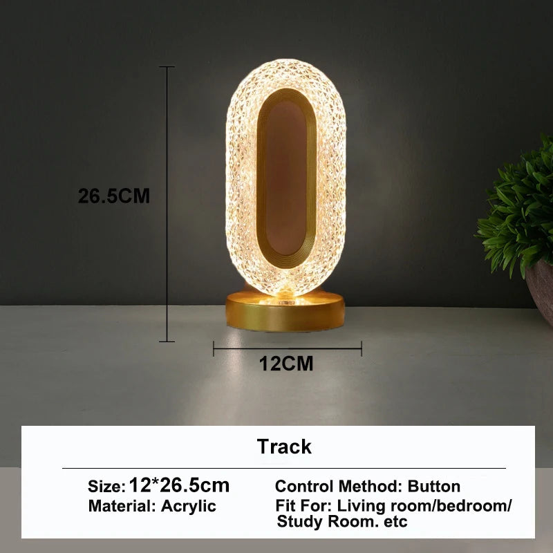 Touch Control 3D Crystal Track Night Light Girls Room Home Decor Aesthetics USB Bedside LED Ambient Table 3D Moon Lamp luxecrown.co.uk