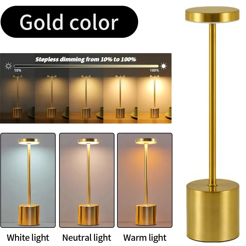 Classic Table Lamp USB Rechargeable Night Light Stepless Dimming Touch Desk Lamp 3 Colors Bedside Lamp Bar Hotel Decoration luxecrown.co.uk
