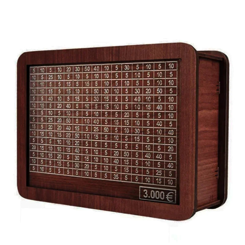 1000/2000/3000/5000/10000 Euro Money Box Wooden Piggy Bank Money Vault Savings Box Challenge Cash Storage Case Streetsharks