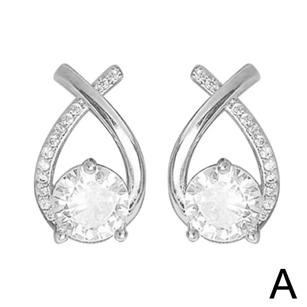 Fashion Cross Stud Earrings For Women Girls Korean Style Elegant Crystal Jewelry Ear Rings Fishtail Lady Earrings Gifts Streetsharks