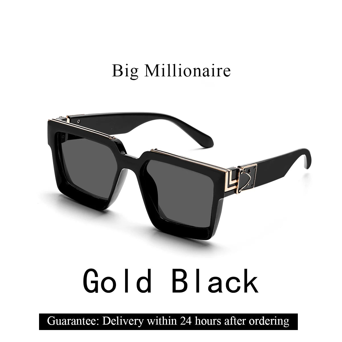 Ruiao Retro Black Millionaire Shades Luxury Sunglasses 2024 For Men Designer Famous Brand Square Sun Glasses Man Women Sunglass Streetsharks