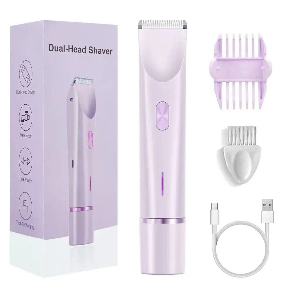 2025 Waterproof Rechargeable Electric Shaver Mini Women Bikini Trimmer Body Hair Remover Mini Double Headed Electric Epilator luxecrown.co.uk