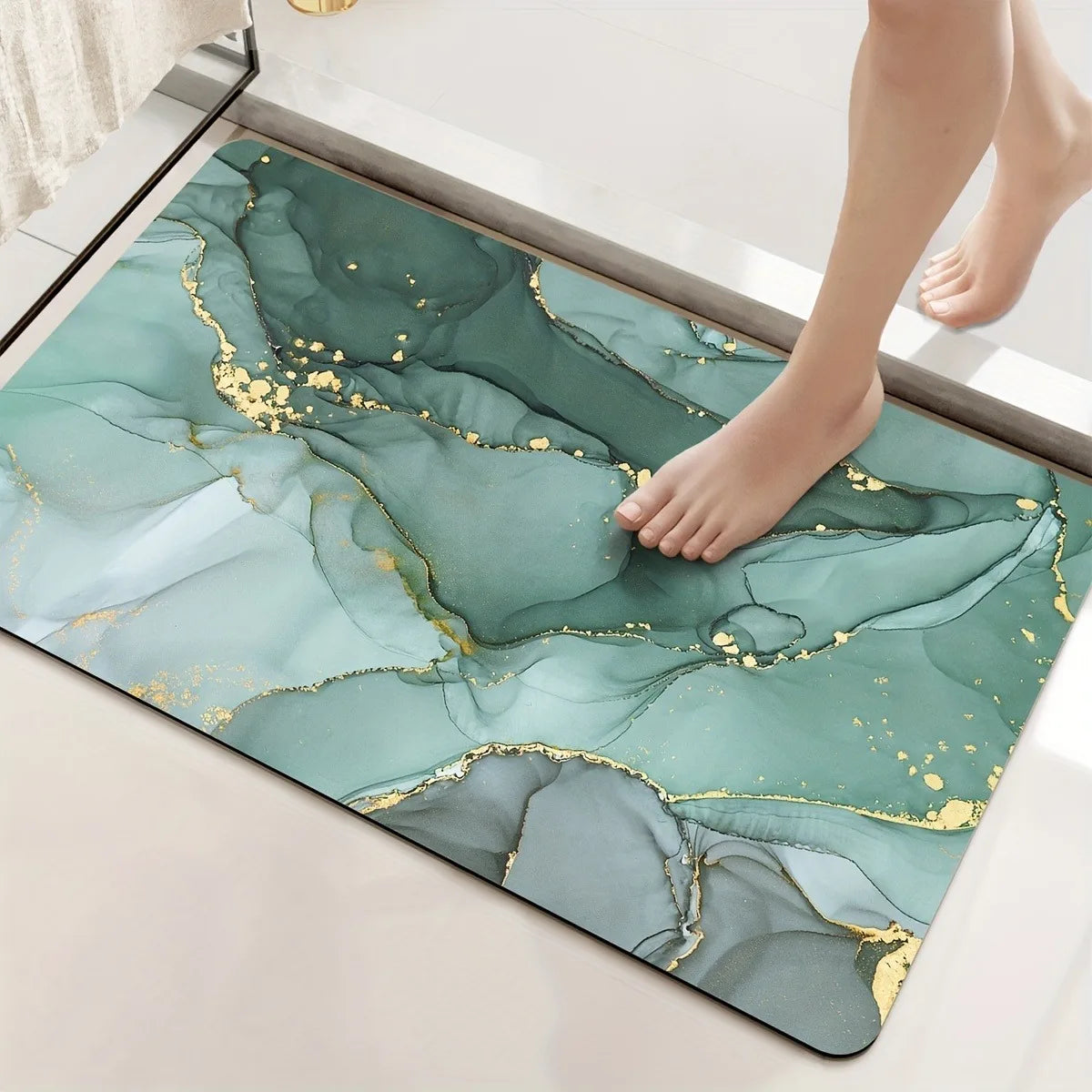 Marbling Pattern Bath Mat Super Absorbent Shower Room Indoor Doormats Washable Easy Clean Diatomite Rugs Washroom Floor Carpet Streetsharks