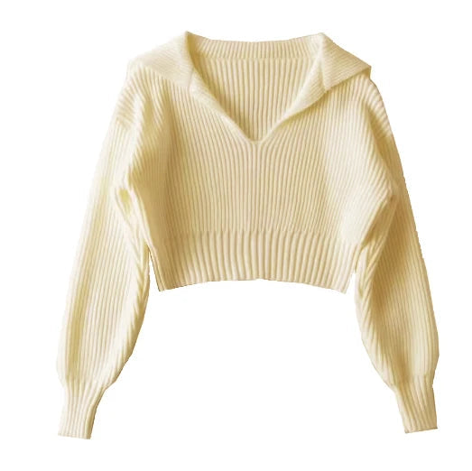 New Winter Women'S Cozy V-Neck Short Sleeve Pullover Soft Ribbed Texture Basic Long Sleeve Solid Knit Sweater Casual Womenswear luxecrown.co.uk