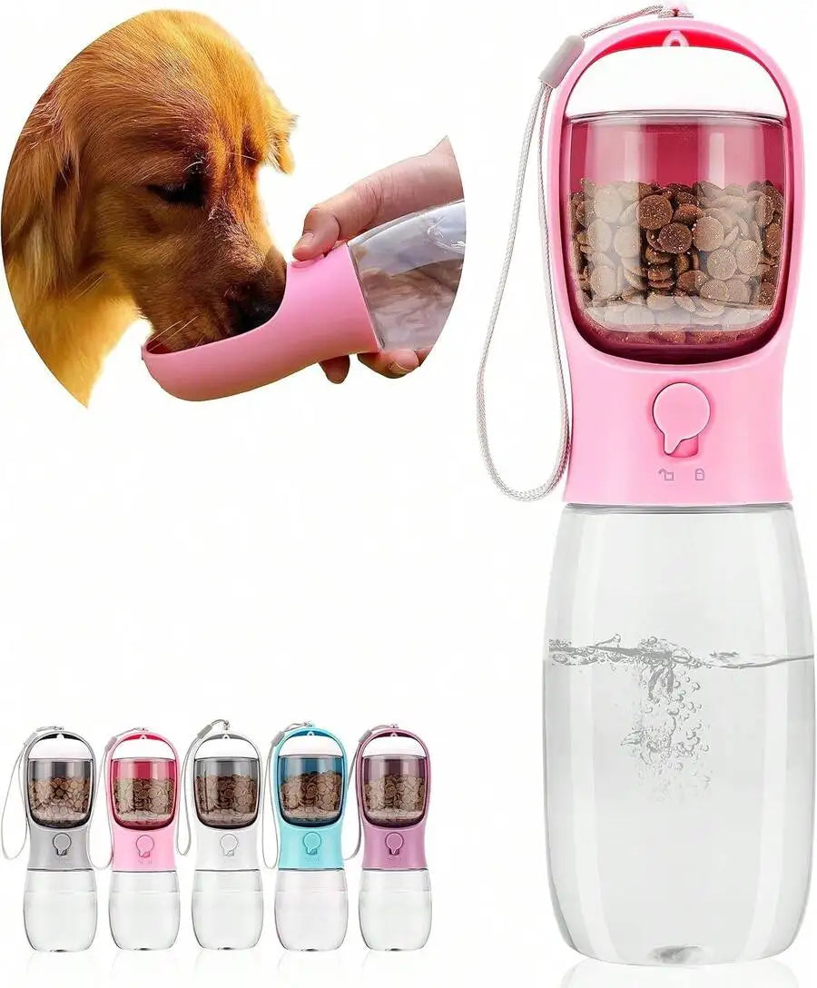 Portable Dog Water Bottle With Food Container - 3-In-1 Travel Pet Water Dispenser & Collapsible Bowl luxecrown.co.uk