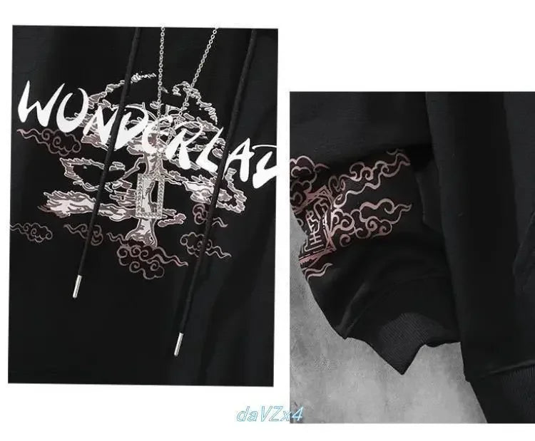 2024 Spring and Autumn Chinese Couple Hoodie Harajuku Style Men's Sweatshirt Loose Hoodie Fashion Y2k Hip Hop Student Hoodie Men Streetsharks