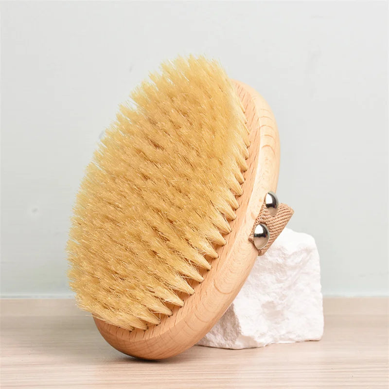 SPA Wooden Body Brush Natural Boar Bristle Organic Dry Skin Body Brush Bamboo Wet Back Shower Brushes Exfoliating Bathing Brush Streetsharks