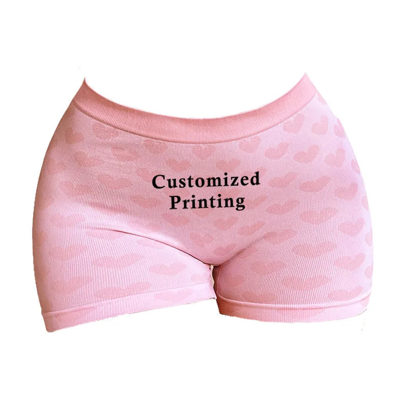 Your Own Logo Text Professional Custom Panties Love Heart Pink Knitting Underwear High-waisted Comfortable Breathable Panties Streetsharks