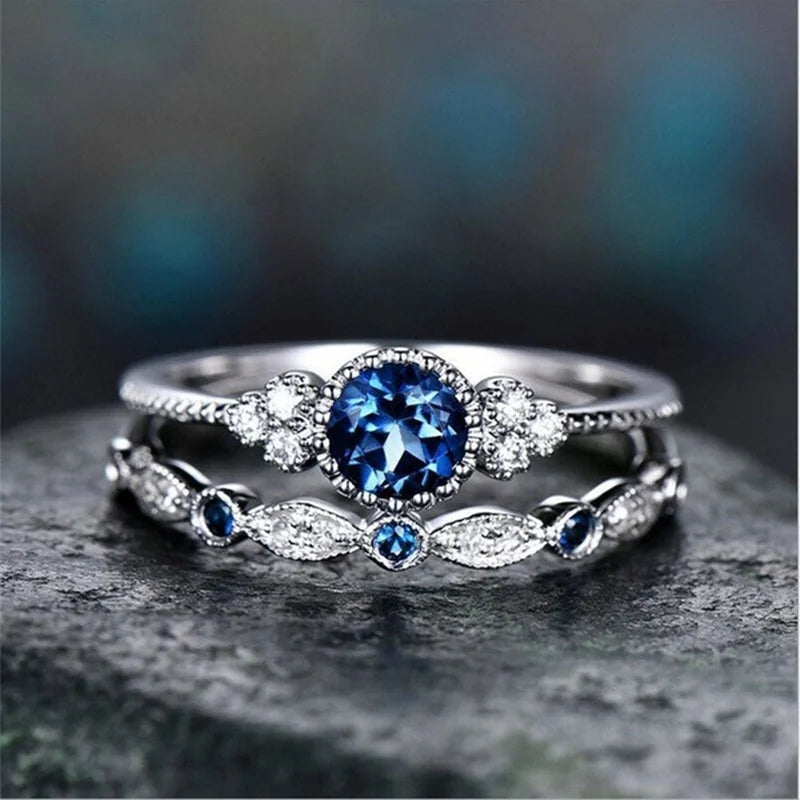 925 Sterling Silver Ring Set with Emerald Zircon Crystals for Women Engagement Wedding Glamour Jewelry Gifts Streetsharks