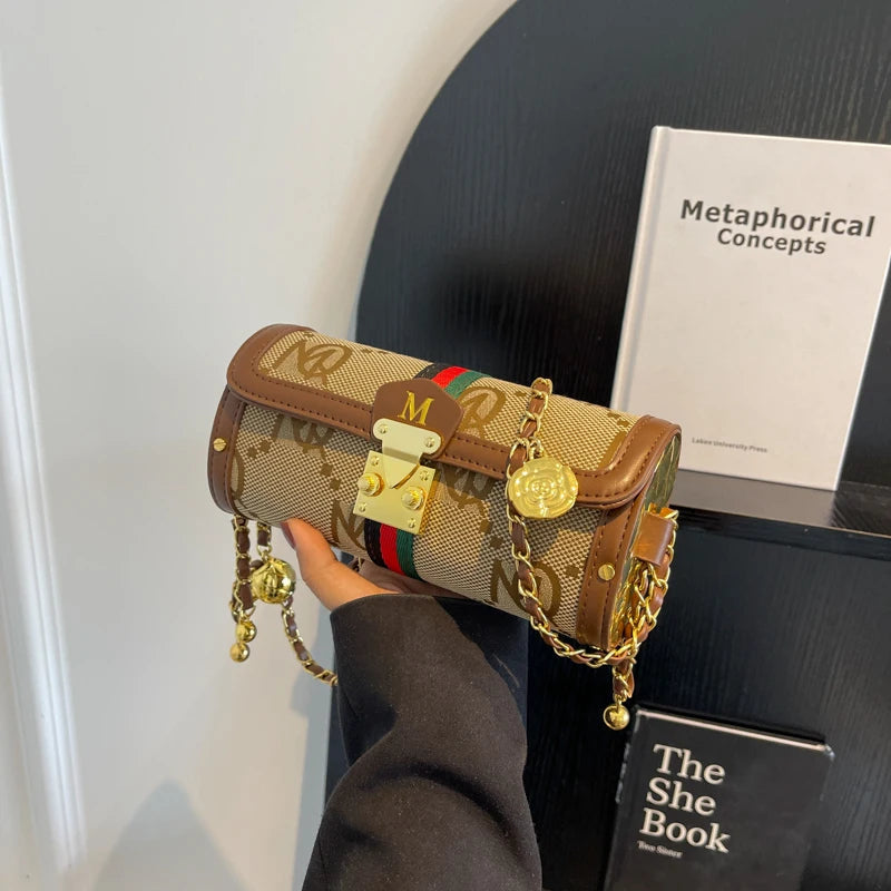 Fashionable Chain Strap Cylinder Bag Women's Bag Versatile Shoulder Crossbody Bag High Quality Korean Style Daily Use Bag luxecrown.co.uk
