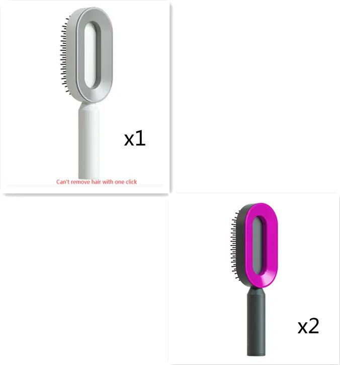 Self Cleaning Hairbrush For Women One-key Cleaning Hair Loss Airbag Massage Scalp Comb Anti-Static Hairbrush - Streetsharks