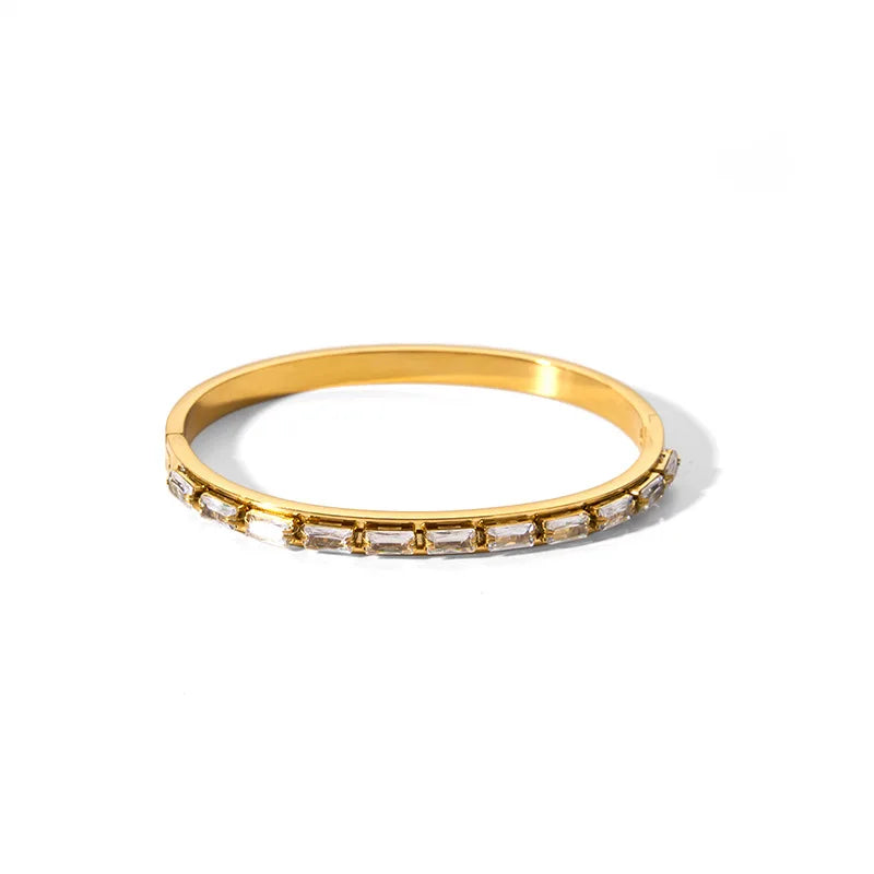 New Waterproof Cubic Zirconia Bangles Stainless Steel Bracelets Tarnish Free Jewelry for Women Factory Wholesales Customize Streetsharks