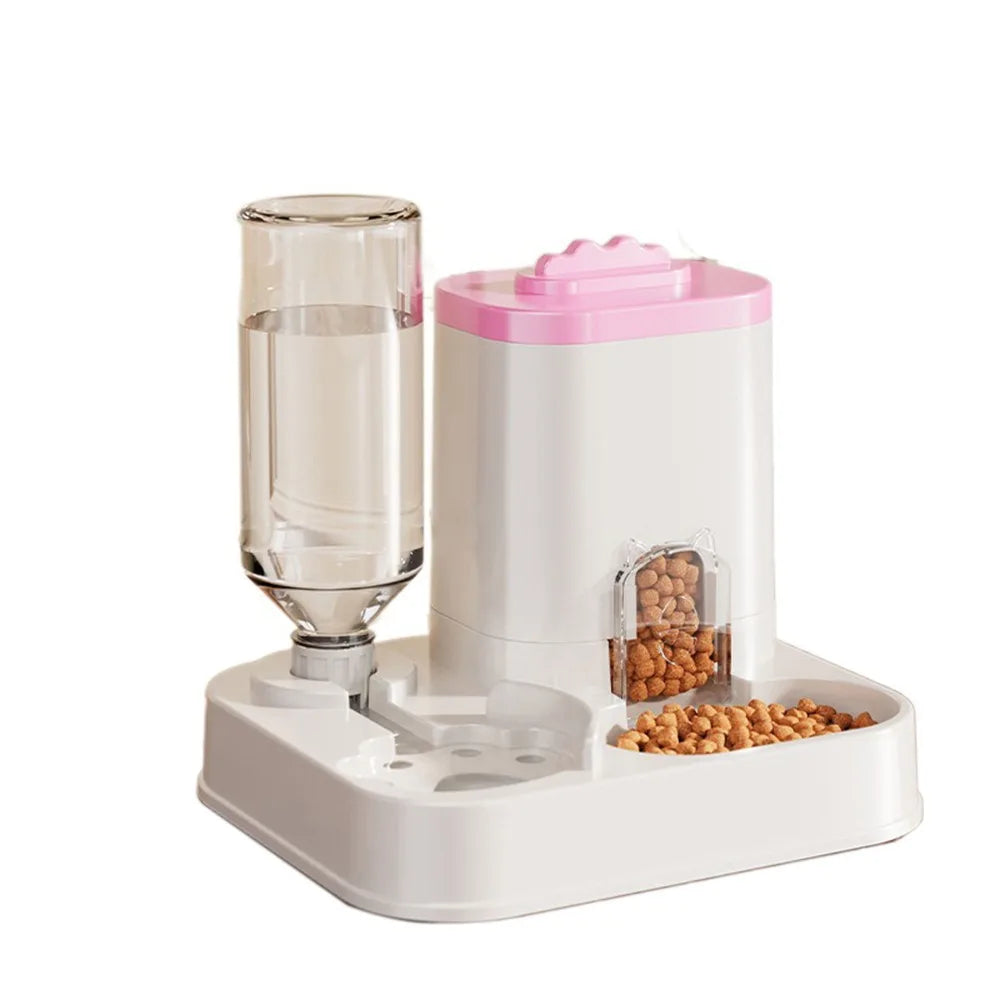 Automatic Cat & Dog Water Dispenser with Integrated Food Basin No Batteries Needed,Automatic Pet Feeder One-Piece Design luxecrown.co.uk