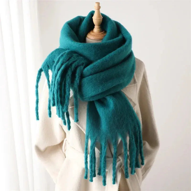 Winter Scarf for Women Cashmere Warm Solid Pashmina Blanket Wraps Female Thick Soft Bufanda Big Tassel Shawl Long Poncho Echarpe luxecrown.co.uk