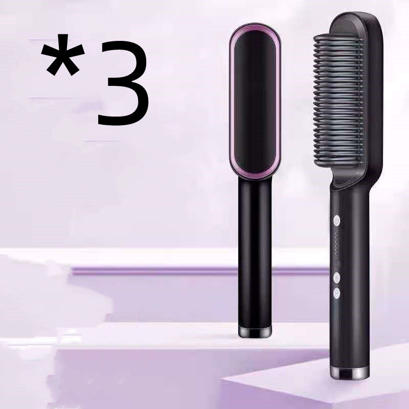 2 In 1 Hair Straightener Hot Comb Negative Ion Curling Tong Dual-purpose Electric Hairbrush - Streetsharks